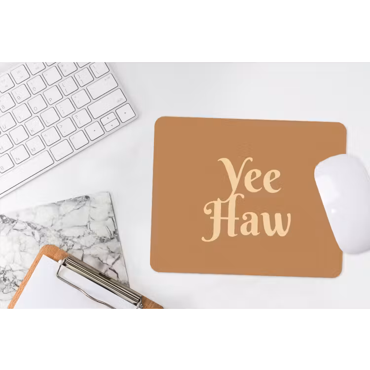 Yee haw - Bruin - Minimalistisch muismat rubber klein -witbureau