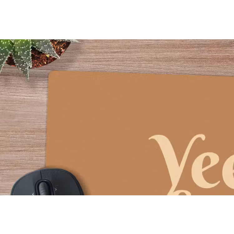 Yee haw - Bruin - Minimalistisch muismat rubber klein -closeup