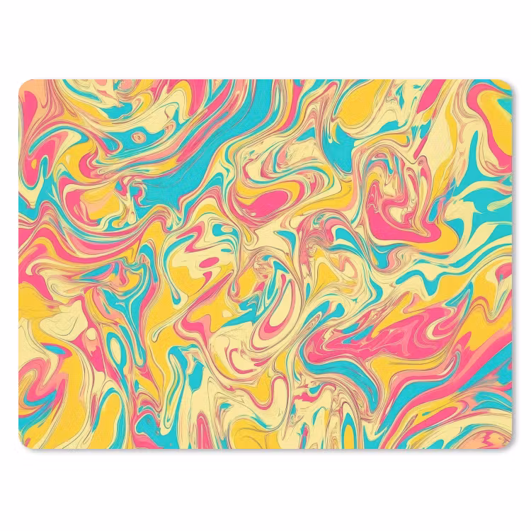 Geel - Roze - Blauw - Retro muismat rubber klein -3d
