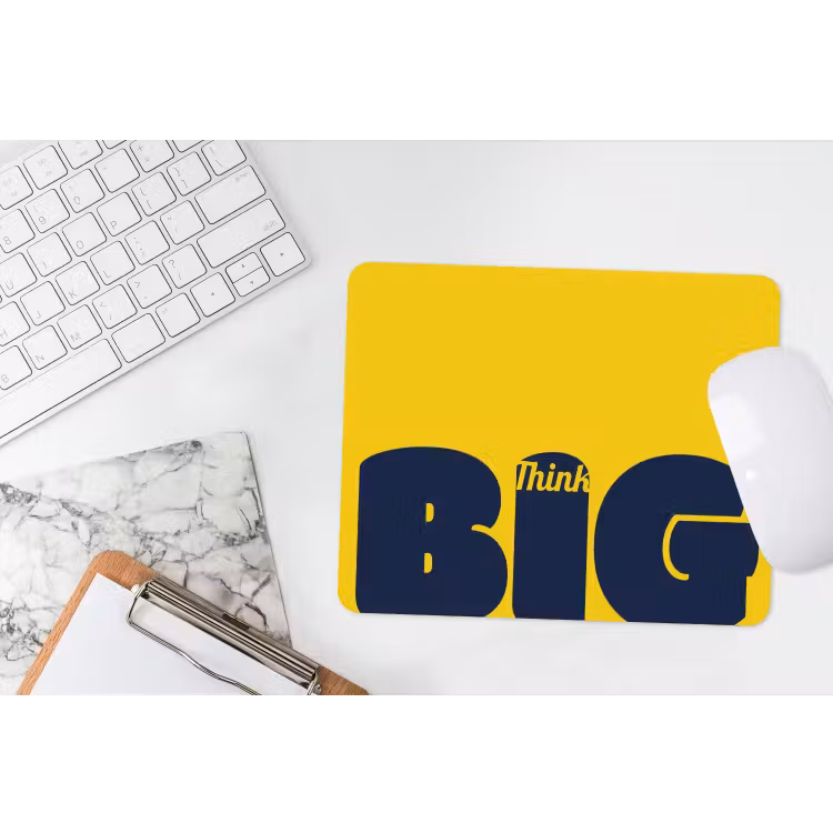 Geel - Think big - Grafisch muismat rubber klein -witbureau