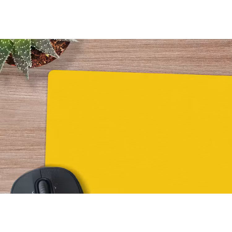 Geel - Think big - Grafisch muismat rubber klein -closeup