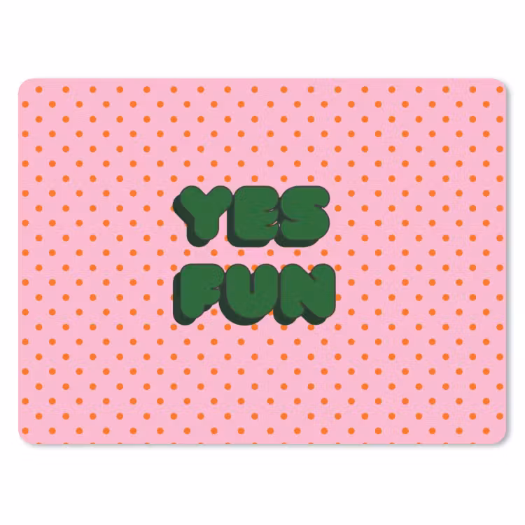 Yes fun - Groen - Roze - Stippen muismat rubber klein -3d