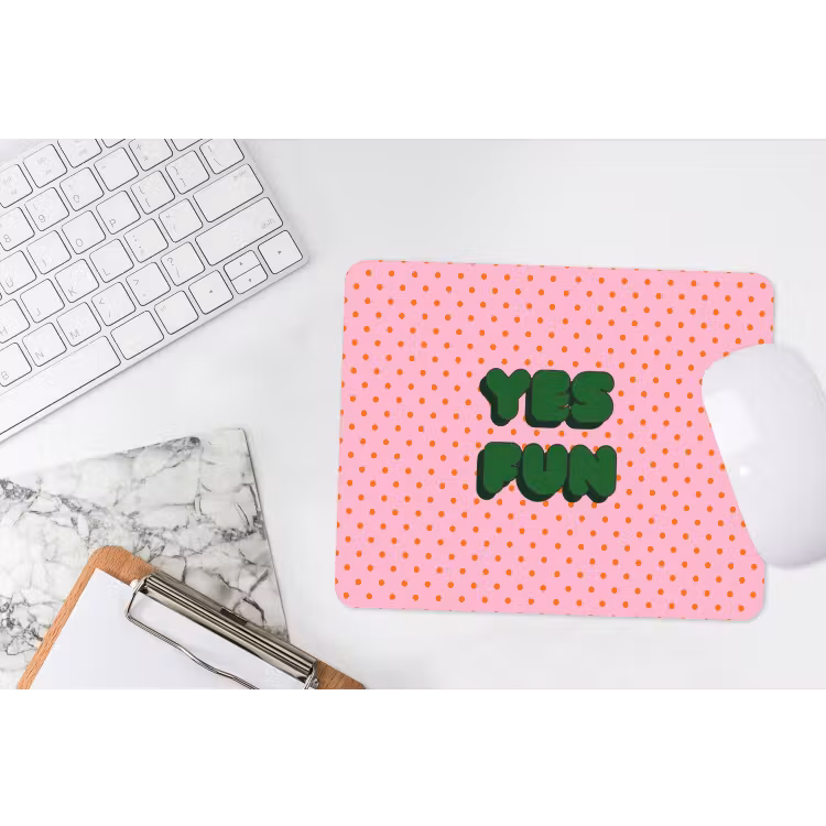 Yes fun - Groen - Roze - Stippen muismat rubber klein -witbureau