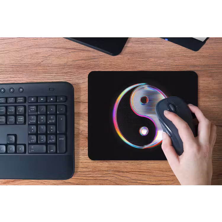 Yin-Yang - Cirkel - Regenboog muismat rubber klein -toetsenbord