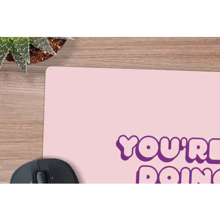 You're doing great - Roze - Bubble letters muismat rubber klein -closeup
