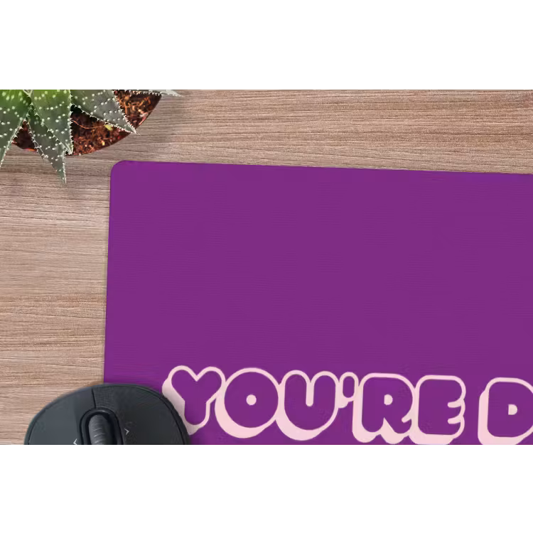 You're doing great - Paars - Bubble letters muismat rubber klein -closeup