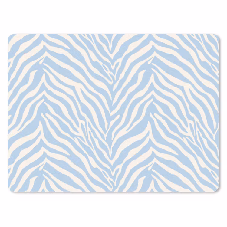 Zebra - Motief - Blauw - Wit muismat rubber klein 262 -3d