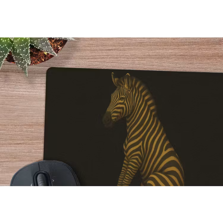 Zebra - Strepen - Goud muismat rubber klein -closeup