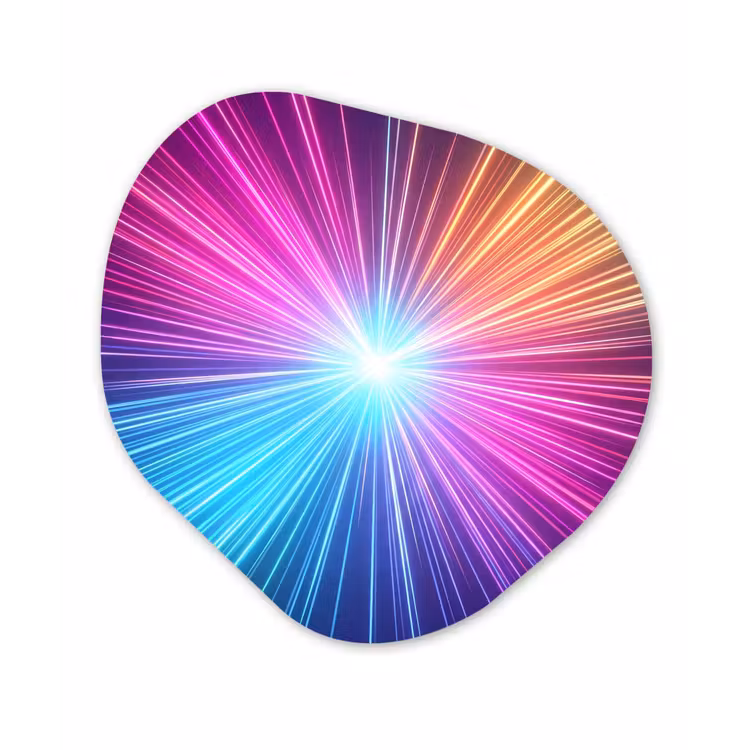Abstract - Light - Burst - Modern - Colorful Wandcirkel Organisch Forex 3mm klein -3d