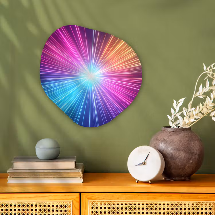 Abstract - Light - Burst - Modern - Colorful Wandcirkel Organisch Forex 3mm klein -sfeer2