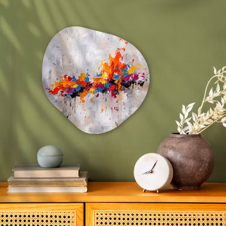 Abstract - Schilderij - Kleurrijk - Dynamisch Wandcirkel Organisch Forex 3mm klein -sfeer2