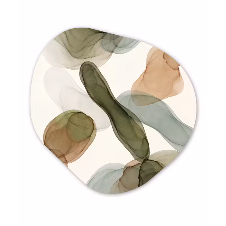 Abstract - Vormen - Modern - Kunst - Groen - Bruin Wandcirkel Organisch Forex 3mm klein -3d
