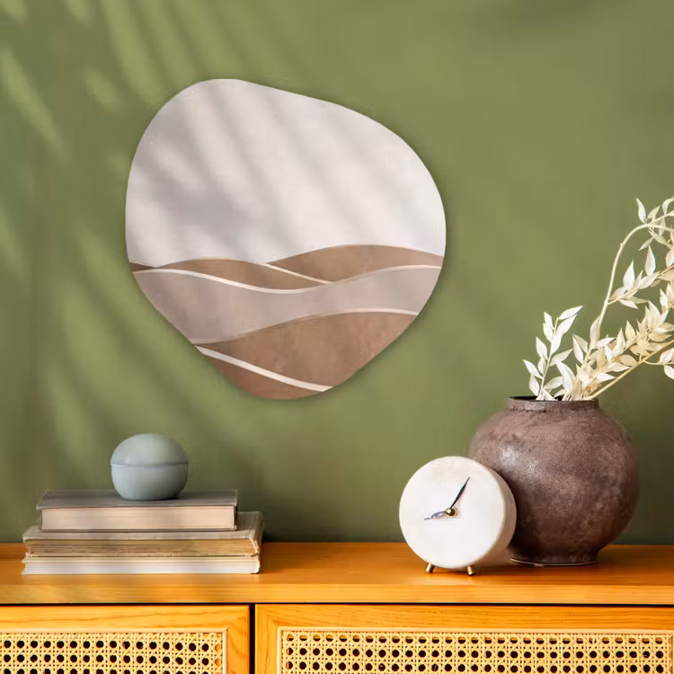 Abstract - Golven - Modern - Beige Wandcirkel Organisch Forex 3mm klein -sfeer2
