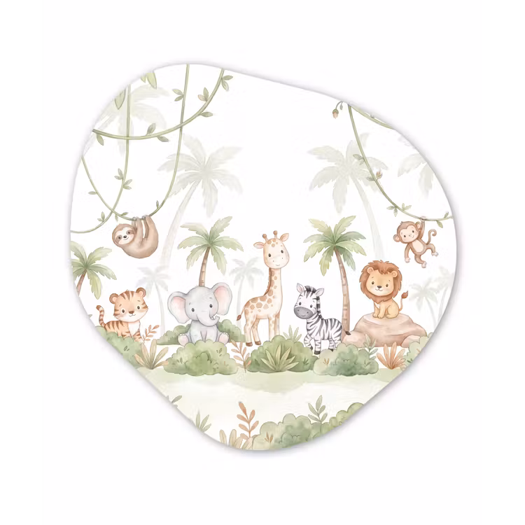 Dieren - Jungle - Pastel Wandcirkel Organisch Forex 3mm klein -3d