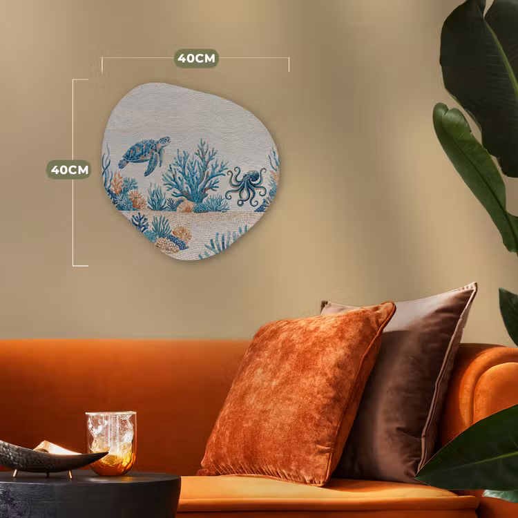 Dieren - Onderwater - Natuur - Mozaïek - Blauw Wandcirkel Organisch Forex 3mm klein -sfeer3