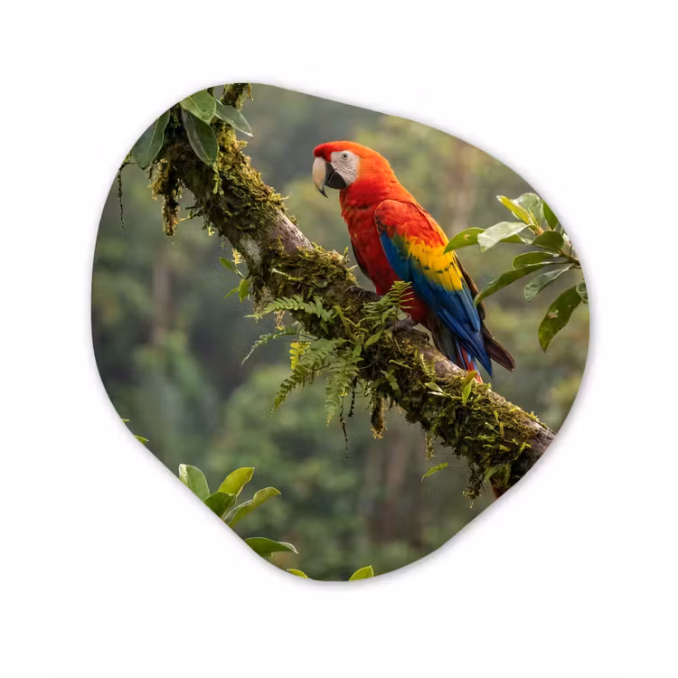 Ara - Jungle - Rood Wandcirkel Organisch Forex 3mm klein -3d