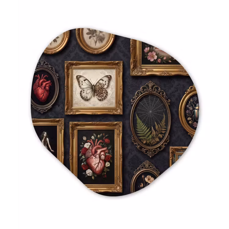 Kunst - Collectie - Vintage - Klassiek - Donker Wandcirkel Organisch Forex 3mm klein -3d