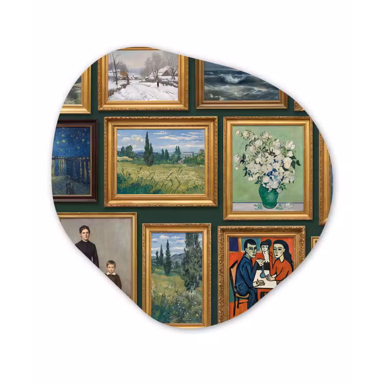 Kunst - Schilderijen - Collectie - Klassiek - Groen Wandcirkel Organisch Forex 3mm klein -3d