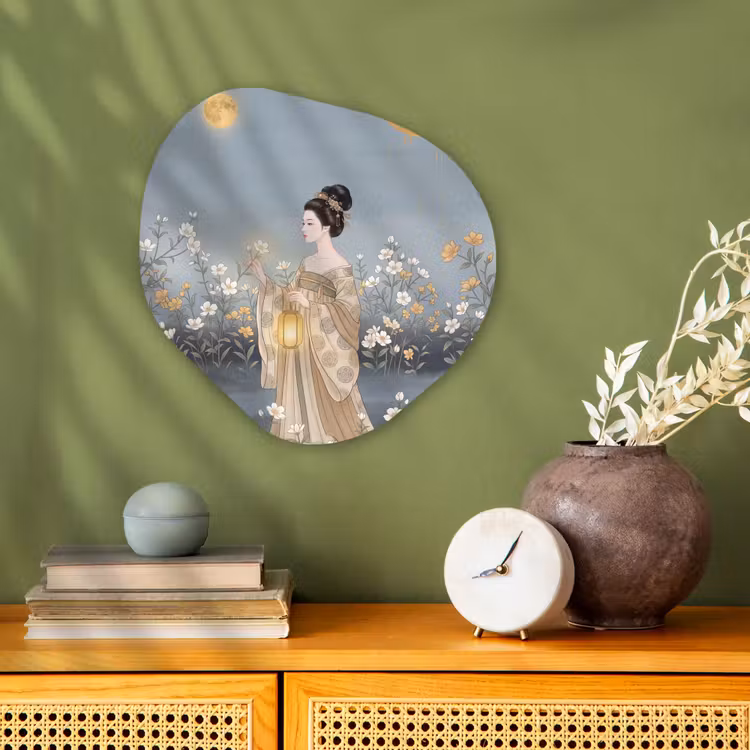 Aziatisch - Vrouw - Kimono Wandcirkel Organisch Forex 3mm klein -sfeer2