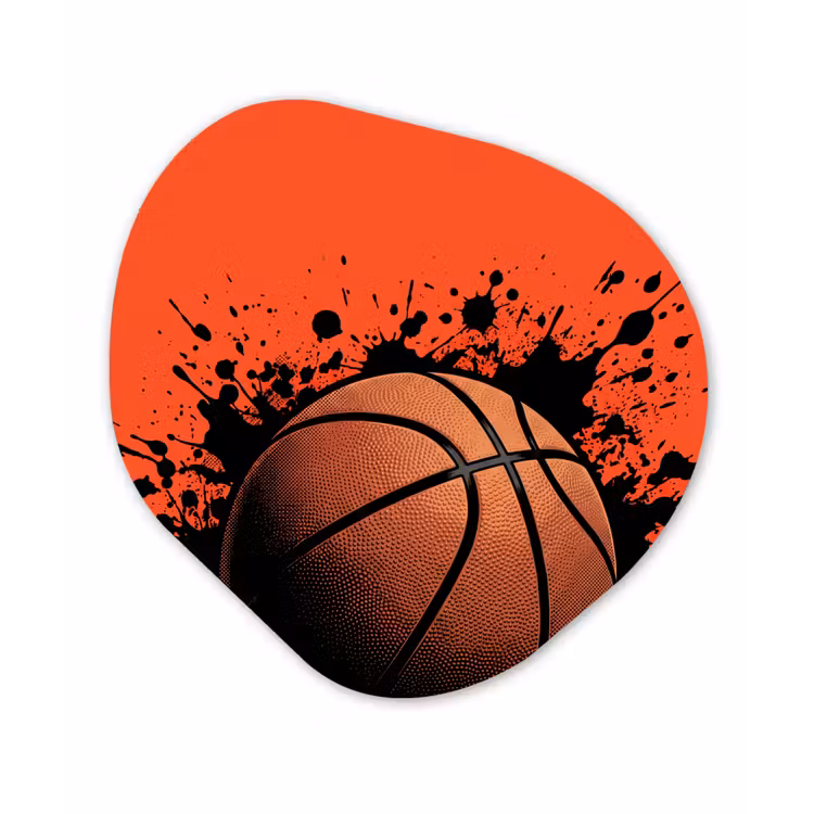 Basketbal - Verf - Sport - Oranje Wandcirkel Organisch Forex 3mm klein -3d