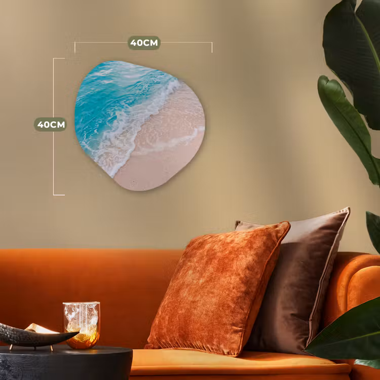 Strand - Zee - Golf - Natuur - Blauw Wandcirkel Organisch Forex 3mm klein -sfeer3