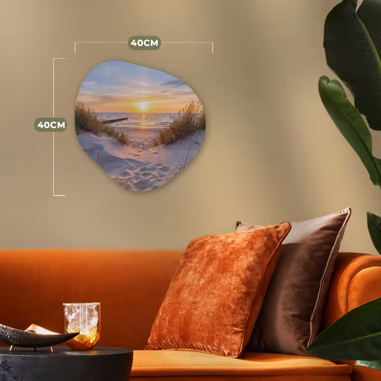 Strand - Zonsondergang - Natuur - Landschap Wandcirkel Organisch Forex 3mm klein -sfeer3