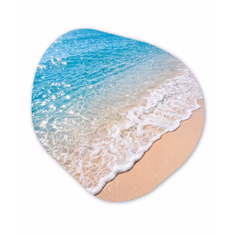 Strand - Water - Natuur - Blauw - Beige Wandcirkel Organisch Forex 3mm klein -3d