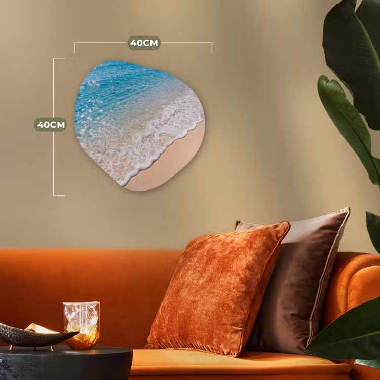 Strand - Water - Natuur - Blauw - Beige Wandcirkel Organisch Forex 3mm klein -sfeer3