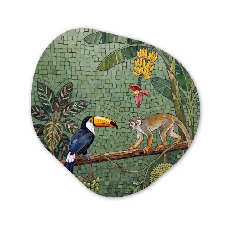 Vogel - Dier - Jungle - Mozaïek - Natuur Wandcirkel Organisch Forex 3mm klein -3d