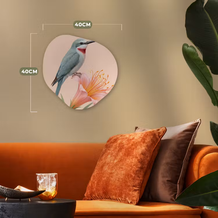 Vogel - Bloem - Natuur - Roze Wandcirkel Organisch Forex 3mm klein -sfeer3