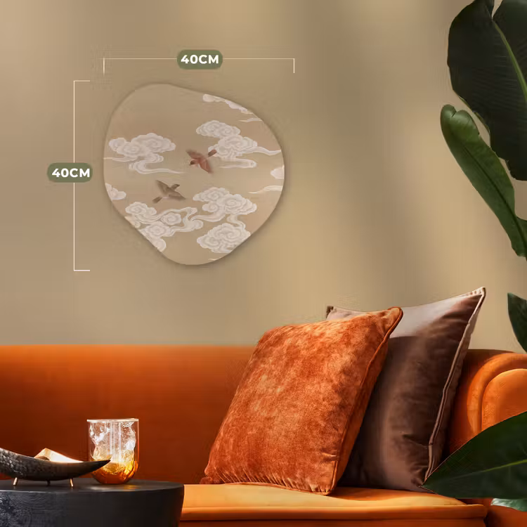 Vogels - Vliegen - Beige Wandcirkel Organisch Forex 3mm klein -sfeer3
