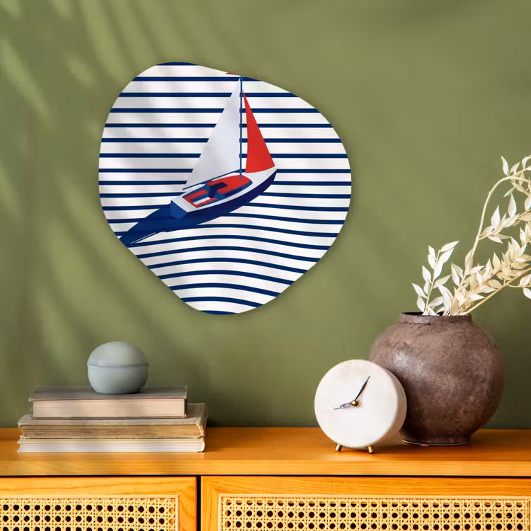 Boot - Water - Abstract - Blauw Wandcirkel Organisch Forex 3mm klein -sfeer2