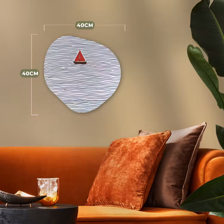 Boot - Water - Rood - Illustratie - Minimalistisch Wandcirkel Organisch Forex 3mm klein -sfeer3