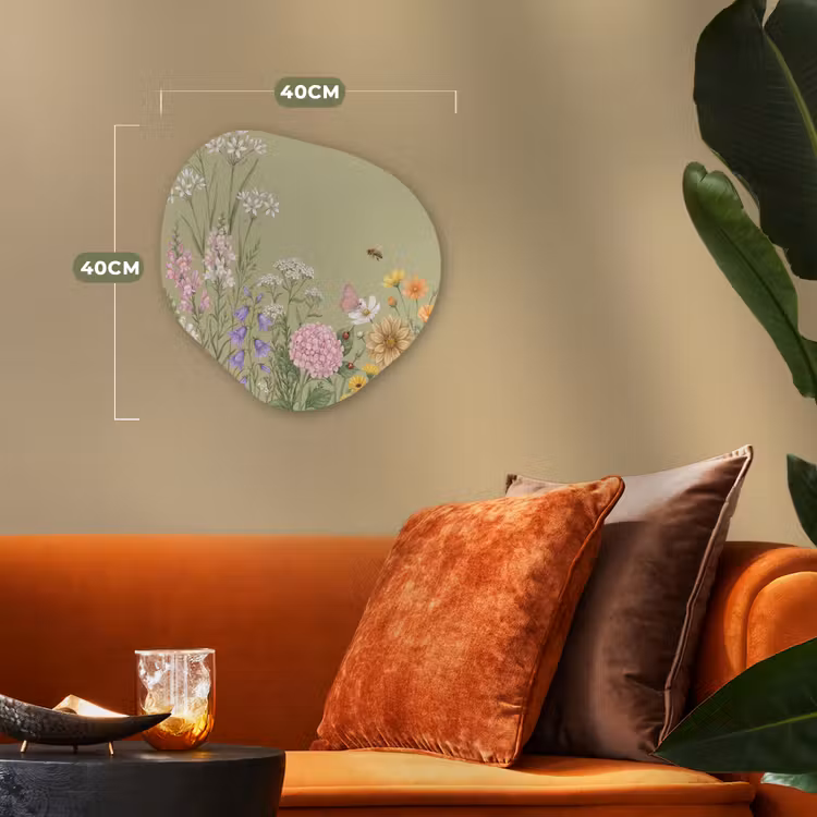 Botanisch - Bloemen - Kleurrijk Wandcirkel Organisch Forex 3mm klein -sfeer3