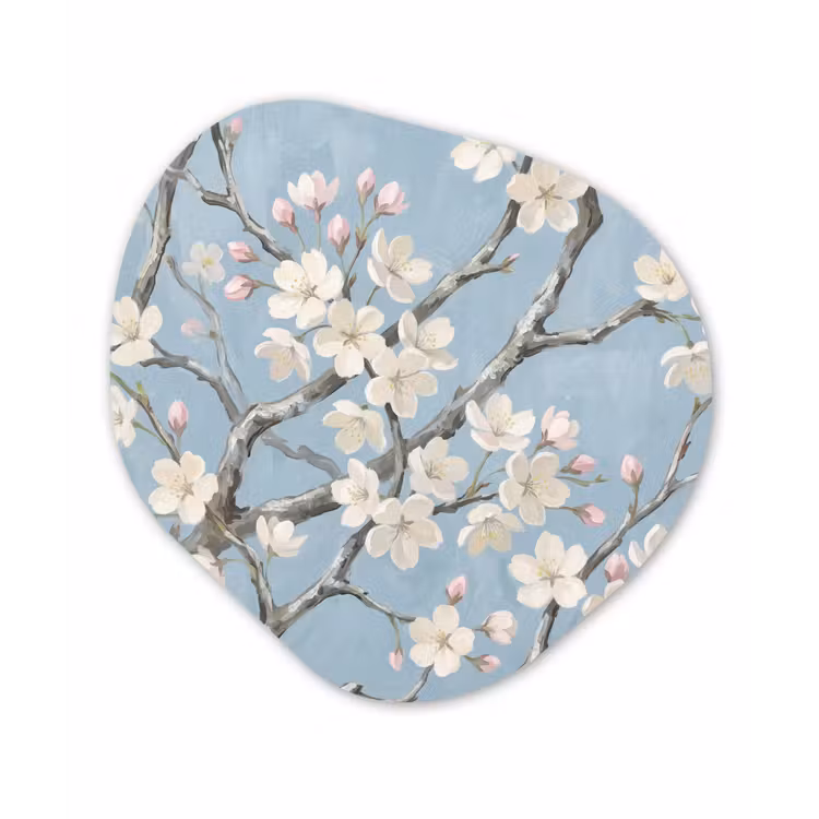 Takken - Kersenbloesem - Blauw Wandcirkel Organisch Forex 3mm klein -3d