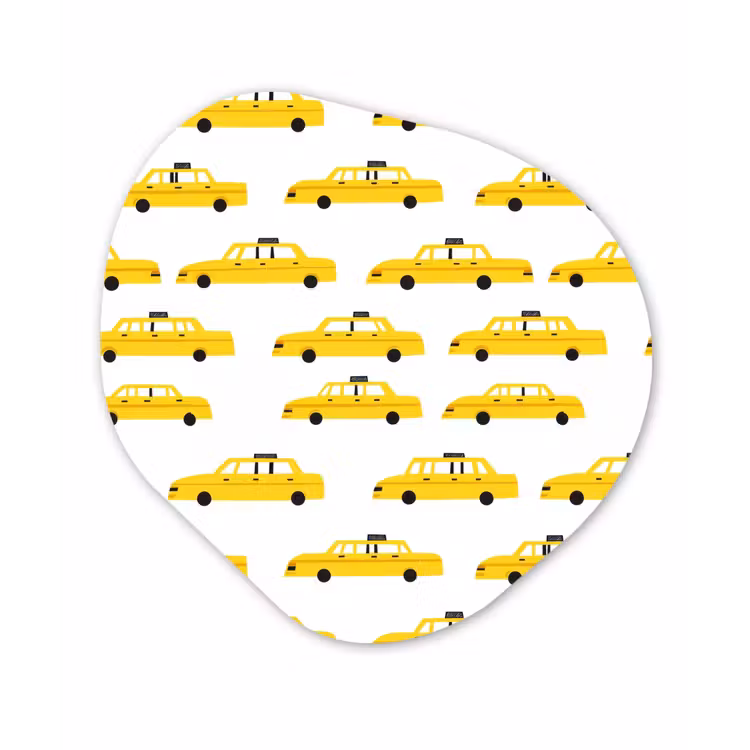 Taxi - Iconisch - Geel Wandcirkel Organisch Forex 3mm klein 629 -3d
