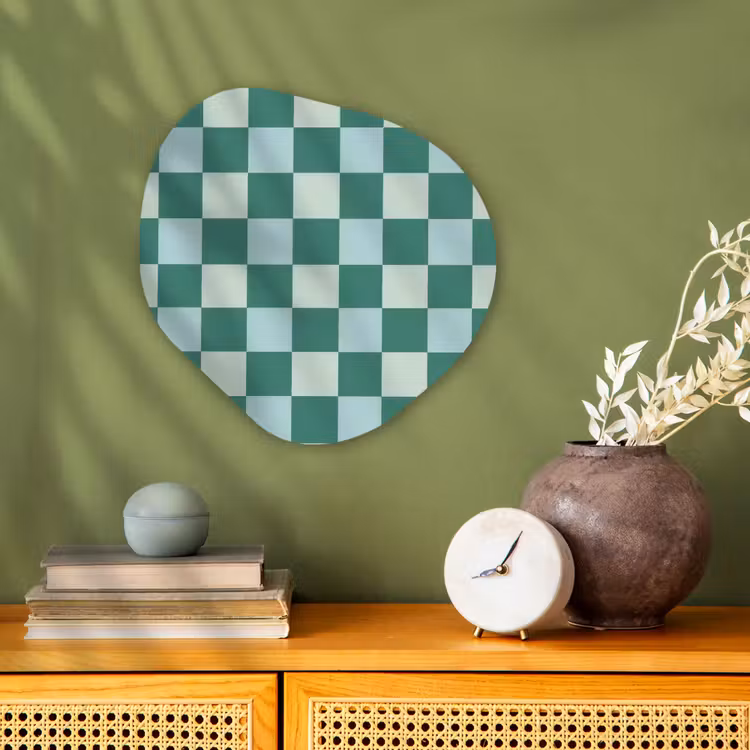 Schaak - Klassiek - Groen Wandcirkel Organisch Forex 3mm klein 629 -sfeer2