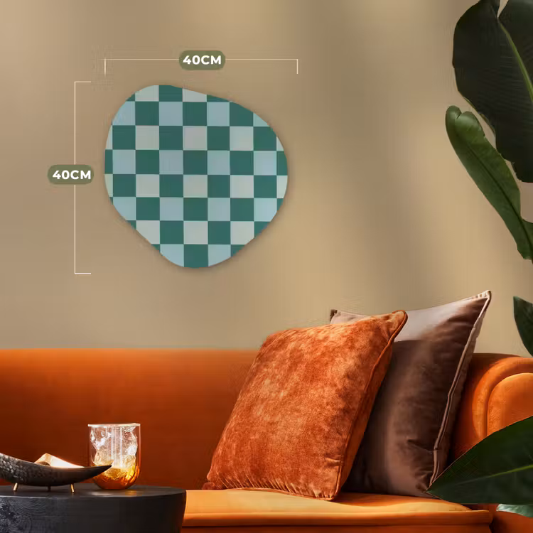 Schaak - Klassiek - Groen Wandcirkel Organisch Forex 3mm klein 629 -sfeer3
