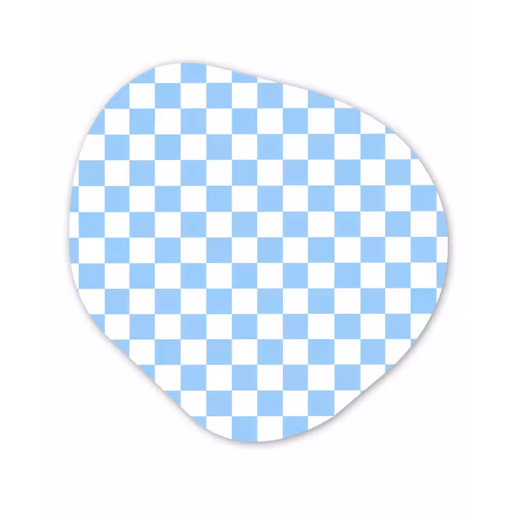 Schaakbord - Klassiek - Blauw Wandcirkel Organisch Forex 3mm klein 629 -3d