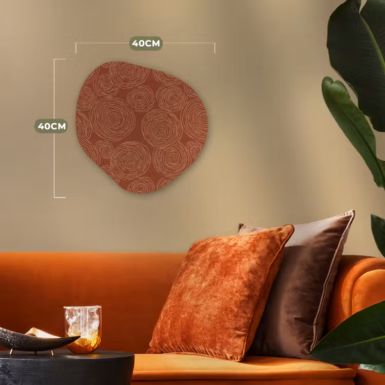 Cirkels - Abstract - Artistiek - Terracotta Wandcirkel Organisch Forex 3mm klein 629 -sfeer3