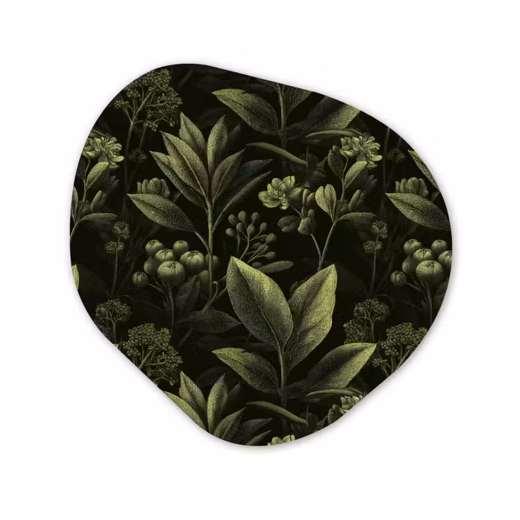 Klassiek - Donker - Botanisch - Planten Wandcirkel Organisch Forex 3mm klein 629 -3d