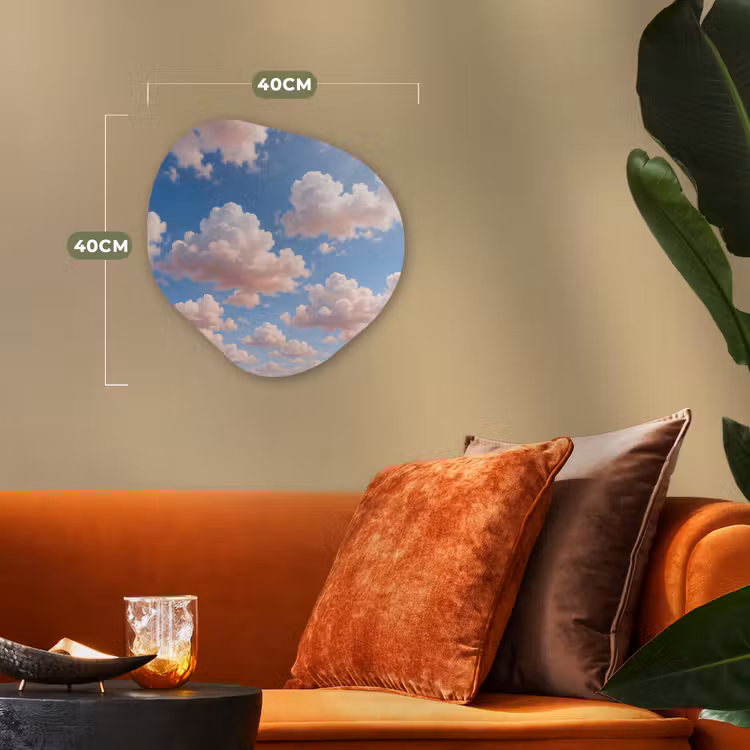 Wolken - Hemel - Natuur - Licht - Blauw Wandcirkel Organisch Forex 3mm klein -sfeer3