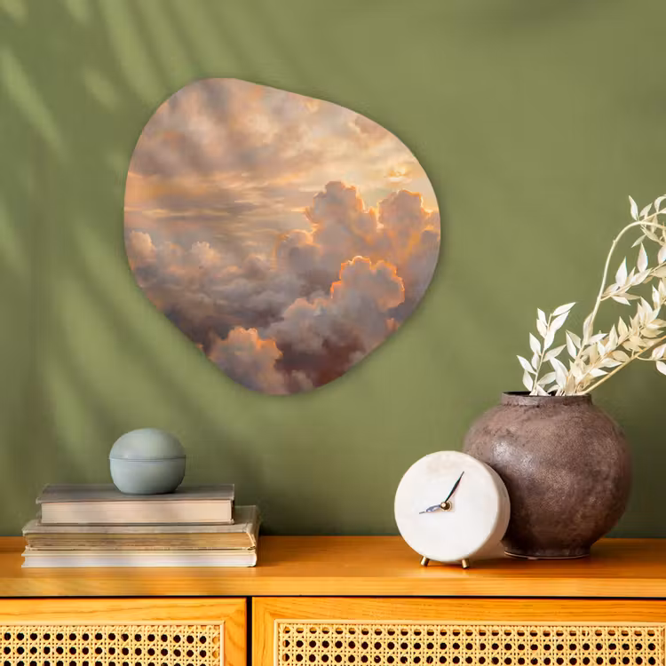 Wolken - Zonsondergang - Natuur - Abstract - Goud Wandcirkel Organisch Forex 3mm klein -sfeer2