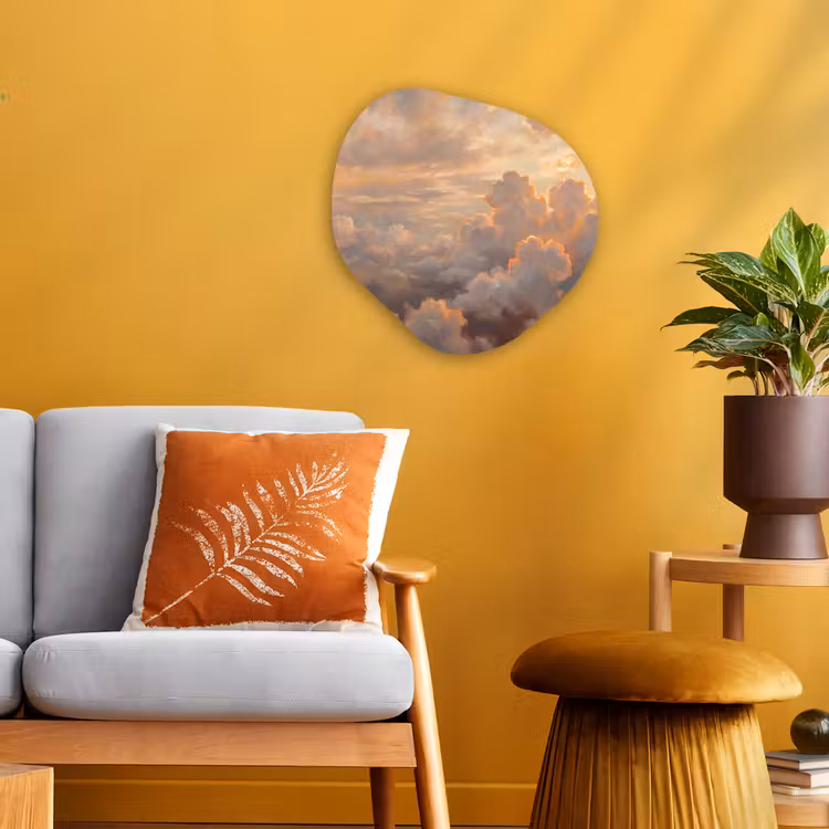 Wolken - Zonsondergang - Natuur - Abstract - Goud Wandcirkel Organisch Forex 3mm klein -sfeer4