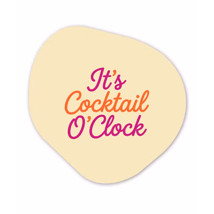 Cocktail O'Clock - Geel - Retro Wandcirkel Organisch Forex 3mm klein -3d