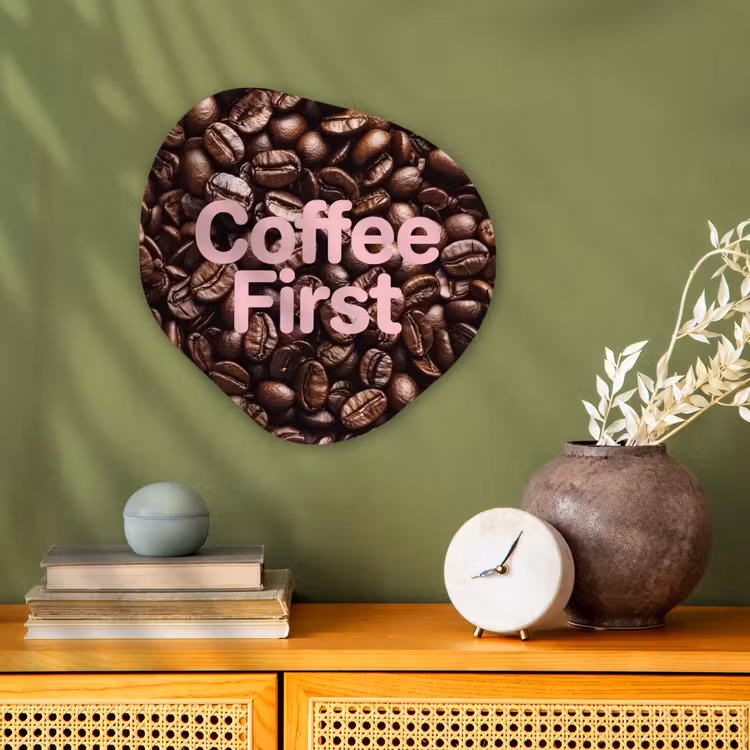 Coffee First - Koffiebonen - Roze Wandcirkel Organisch Forex 3mm klein -sfeer2