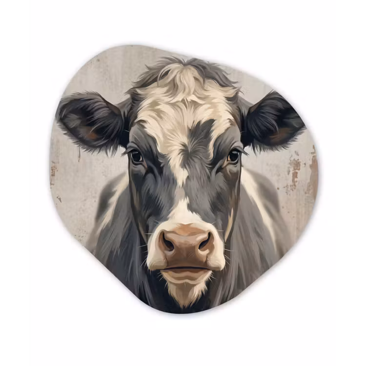 Koe - Portret - Dieren - Modern Wandcirkel Organisch Forex 3mm klein -3d
