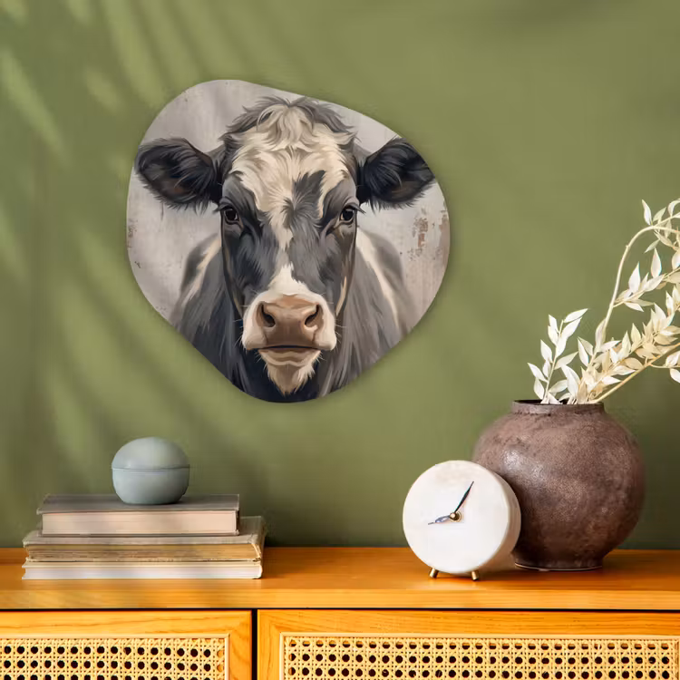 Koe - Portret - Dieren - Modern Wandcirkel Organisch Forex 3mm klein -sfeer2