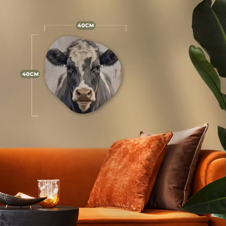 Koe - Portret - Dieren - Modern Wandcirkel Organisch Forex 3mm klein -sfeer3