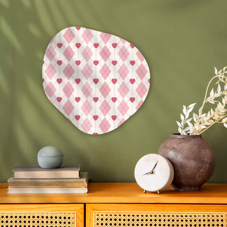 Ruiten - Klassiek - Roze - Wit Wandcirkel Organisch Forex 3mm klein 629 -sfeer2
